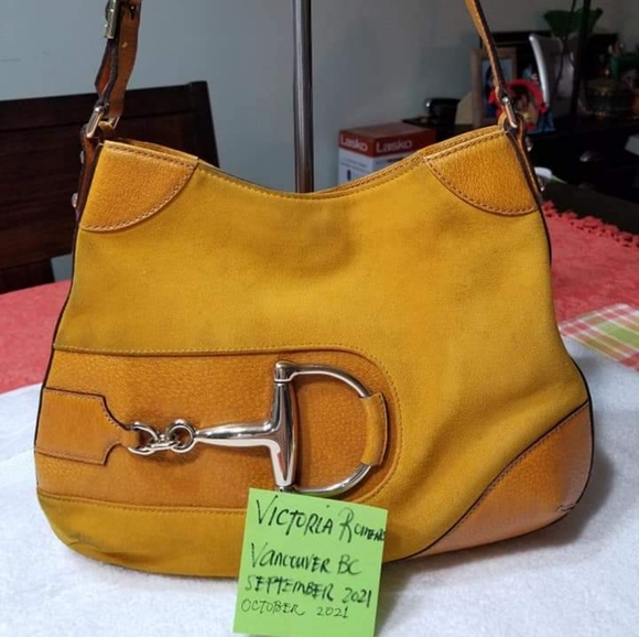 Gucci Handbags - Gucci Mustard Suede and Leather Hasler Horsebit Sh